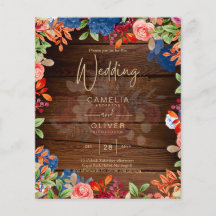 Rustic Burgundy Blue Floral Wedding