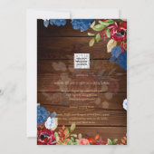 Rustic Burgundy Blue Floral Wedding Kaart (Achterkant)