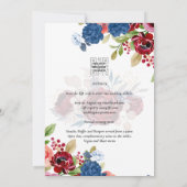 Rustic Burgundy Blue Floral Wedding Kaart (Achterkant)