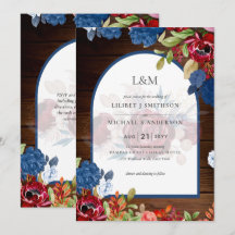 Rustic Burgundy Blue Floral Wedding