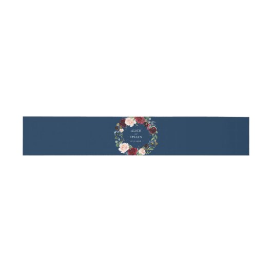 Rustic Burgundy Blue Floral Wedding Uitnodigingen Wikkel (Vlak)