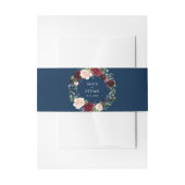 Rustic Burgundy Blue Floral Wedding Uitnodigingen Wikkel (Voorkant Voorbeeld)