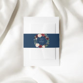 Rustic Burgundy Blue Floral Wedding Uitnodigingen Wikkel