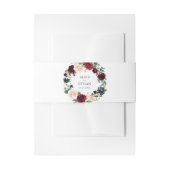Rustic Burgundy Blue Floral Wedding Uitnodigingen Wikkel (Voorkant Voorbeeld)