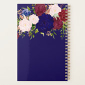Rustic Burgundy Blue Pink Floral Weddenschap Planner (Achterkant)