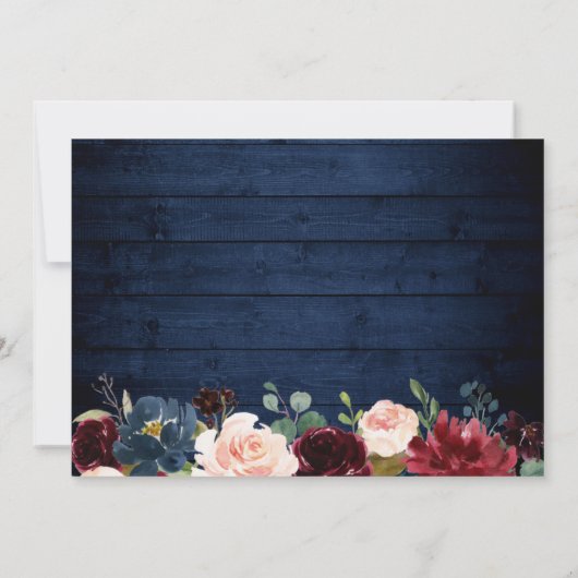 Rustic Burgundy Blue String Lights Weddenfoto Save The Date (Achterkant)