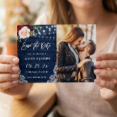Rustic Burgundy Blue String Lights Weddenfoto Save The Date
