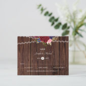 Rustic Burgundy Blue Wedding RSVP Briefkaart (Staand voorkant)