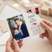 Rustic Burgundy Blush Bloemige 'Save the Date' Fot Save The Date