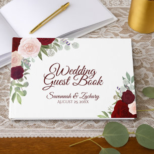 Rustic Burgundy Blush Elegant Floral Boho Wedding Gastenboek