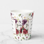 Rustic Burgundy Blush Floral Abstract huwelijk Papieren Bekers (Rechts)