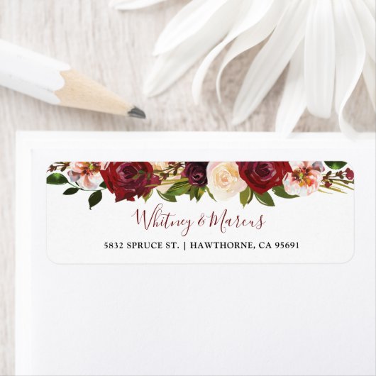 Rustic Burgundy Blush Floral Autumn Boho Etiket (Insitu)