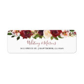 Rustic Burgundy Blush Floral Autumn Boho Etiket (Voorkant)