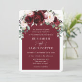 Rustic Burgundy Blush Floral Flowers Arch Wedding Kaart (Staand voorkant)