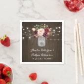 Rustic Burgundy Blush Floral Mason Jar Wedding Servet (Insitu)