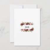 Rustic Burgundy Blush Floral Monogram Wedding RSVP Kaartje (Achterkant)
