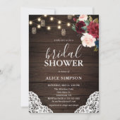 Rustic Burgundy Blush Floral Vrijgezellenfeest Kaart (Voorkant)