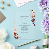 Rustic Burgundy Blush Floral Wedding Acryl Uitnodigingen (Insitu (Huwelijk))