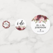 Rustic Burgundy Blush Floral Wedding Confetti (Voorkanten)