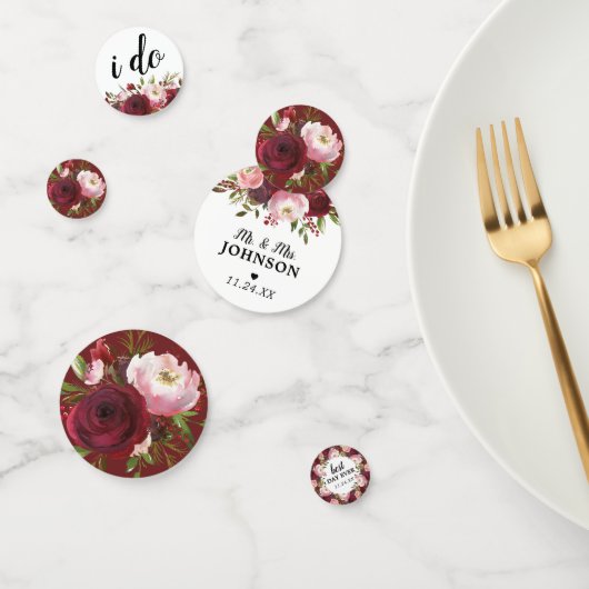 Rustic Burgundy Blush Floral Wedding Confetti (Groep)