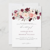 Rustic Burgundy Blush Floral Wedding Kaart (Voorkant)