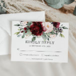 Rustic Burgundy Blush Floral Wedding RSVP Kaart<br><div class="desc">Ontworpen om samen te werken met ons Rustic Blush bruiloft collectie, deze chique bruiloft RSVP kaart is voorzien van een prachtige waterverf bordeaux en blos roze bloemenkleurig. Personaliseer het eenvoudig en snel met uw gegevens, druk op de knop aanpassen om de stijl en plaatsing van de tekst verder te herschikken...</div>