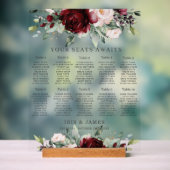Rustic Burgundy Blush Floral Wedding Seating Chart Acryl Bord (Neutraal)