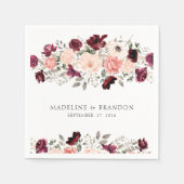Rustic Burgundy Blush Floral Wedding Servet (Voorkant)