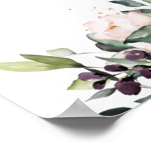 Rustic Burgundy Blush Floral Wedding Welkom Poster (Hoek)