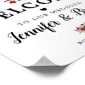 Rustic Burgundy Blush Floral Welcome Weddenschap Poster (Hoek)