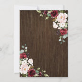 Rustic Burgundy Blush Geometric Wood Wedding Kaart (Achterkant)