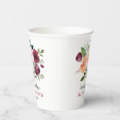 Rustic Burgundy Blush Herfst Floral Vrijgezellenfe Papieren Bekers (Rechts)