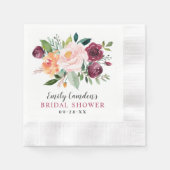 Rustic Burgundy Blush Herfst Floral Vrijgezellenfe Servet (Voorkant)