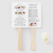 Rustic Burgundy Blush Herfst Floral Wedding Ceremo Handwaaier (Voorkant en achterkant)