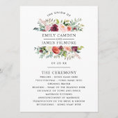Rustic Burgundy Blush Herfst Floral Wedding Ceremo Programmakaart (Voorkant)