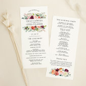 Rustic Burgundy Blush Herfst Floral Wedding Ceremo Programmakaart