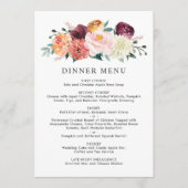 Rustic Burgundy Blush Herfst Floral Wedding Dinner Menu (Voorkant)