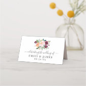 Rustic Burgundy Blush Herfst Floral Wedding Monogr Plaatskaartje (Achterkant)