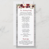 Rustic Burgundy Blush Pink Border Wedding Programm (Achterkant)
