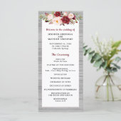 Rustic Burgundy Blush Pink Border Wedding Programm (Staand voorkant)