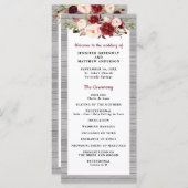 Rustic Burgundy Blush Pink Border Wedding Programm (Voorkant / Achterkant)