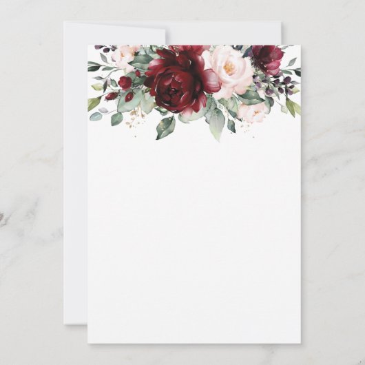 Rustic Burgundy Blush Pink Floral Greenery Wedding Kaart (Achterkant)