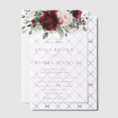 Rustic Burgundy Blush Pink Floral Greenery Wedding Vellum Uitnodigingen (Offset (Uitnodiging))
