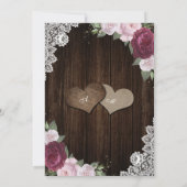 Rustic Burgundy Blush Pink Floral Quinceañera Kaart (Achterkant)