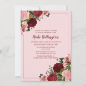 Rustic Burgundy Blush Pink Floral Vrijgezellenfees Kaart (Voorkant)