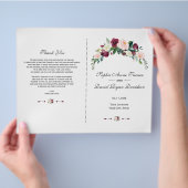 Rustic Burgundy Blush Pink Floral Wedding Programm Flyer (Hand)