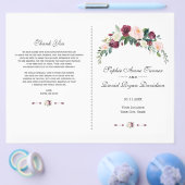 Rustic Burgundy Blush Pink Floral Wedding Programm Flyer (Enkel)