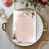 Rustic Burgundy & Blush Pink Roses Wedding Menu