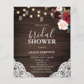 Rustic Burgundy Blush Script Vrijgezellenfeest Flyer (Voorkant)