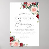 Rustic Burgundy Blush Unplugged Ceremony Wedding Poster (Voorkant)